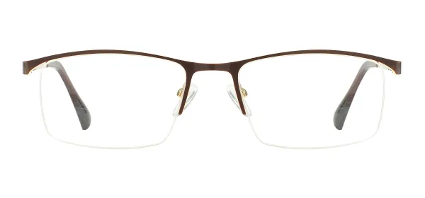 Rectangular Half Rim Glasses - Brown