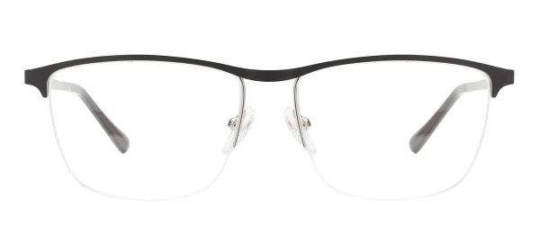 Square Half Rim Glasses - Black