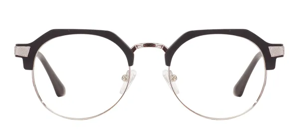 Metal Oval Browline Frames - Black
