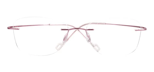 Metal Square Rimless Glasses Frame - Pink