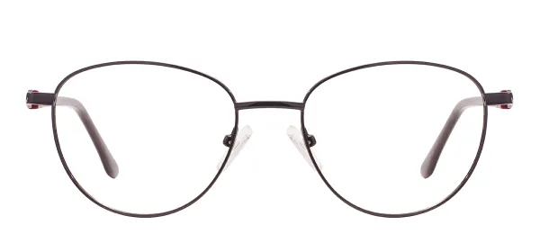 Metal Oval Glasses Frame With Spring Hinge - Black
