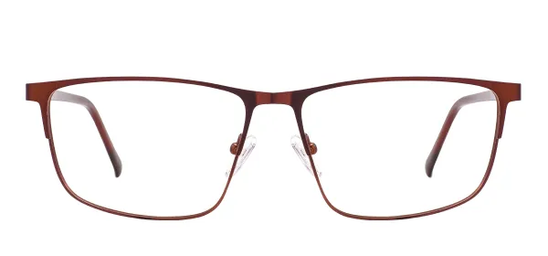 Metal Large Glasses Frame With Spring Hinge - Brown