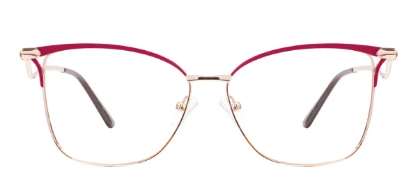 Metal Cat Eye Glasses Frame - Red