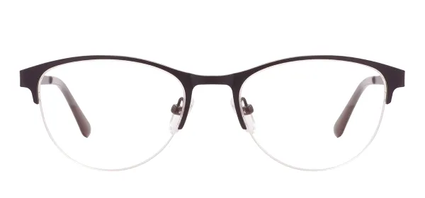 Metal Oval Glasses Frame With Titanium Temple - Black