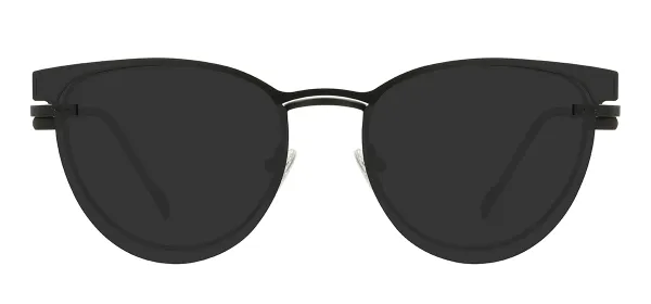 Metal Cat Eye Glasses Frames With Clip On And Spring Hinge - Black