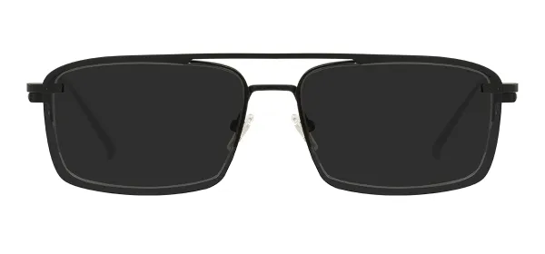 Metal Rectangular Glasses Frames With Clip On With Spring Hinge - Black