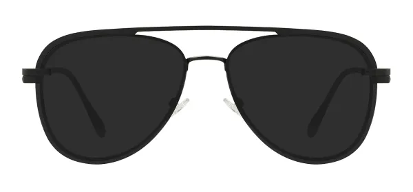 Metal Pilot Glasses Frames With Clip On - Black
