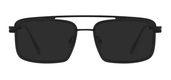 Metal Rectangular Glasses Frames With Clip On With Spring Hinge - Black