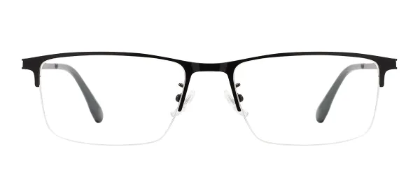 Rectangle Metal Half Rim Optical Frames - Black