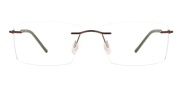 Metal Rectangular Rimless Glasses Frame - Brown