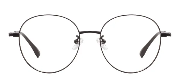 Fashion Metal Round Eyeglasses - Black