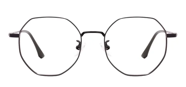 Full Rim Round Metal Glasses Frames - Black