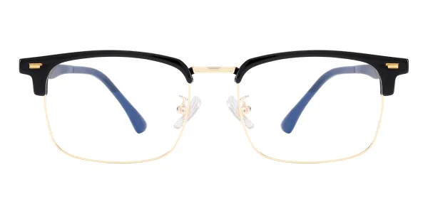 Rectangular Browline Eyeglasses - Black Gold