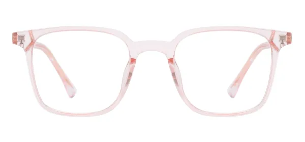 Square Clear Spectacles - Transparent Pink