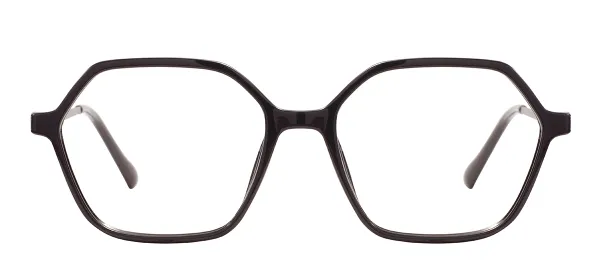 TR Square Glasses Frames With Spring Hinge - Black