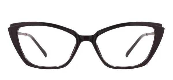 TR Cat Eye Glasses Frames With Spring Hinge - Black