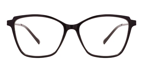 TR Square Glasses Frames With Spring Hinge - Black