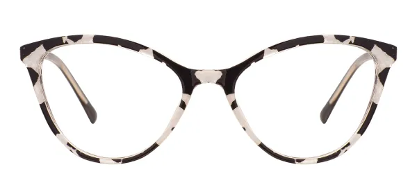 Women Cat Eye Glasses Frames With Spring Hinge - Black