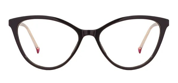 Cat Eye Glasses Frame With Spring Hinge - Black