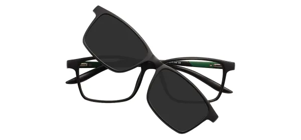 Black Clip-On Sunglasses - Black Green