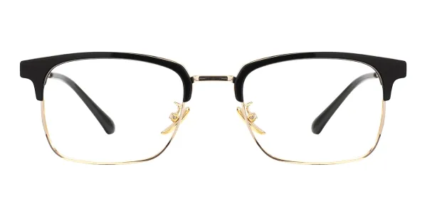 TR90 Lightweight Full Rim Rectangular Eyeglasses - Black Gold