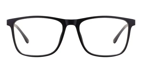 Large TR90 Rectangular Eyeglasses - Black