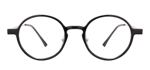 Clear Round Small Glasses Frame - Black