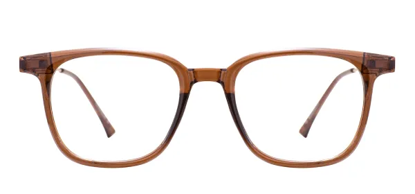 Fashion Full Rim Rectangular Eyeglasses - Brown