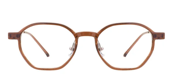 Geometric Full Rim Glasses Frame - Brown
