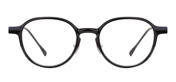 Small Oval Full Rim Glasses Frame - Black