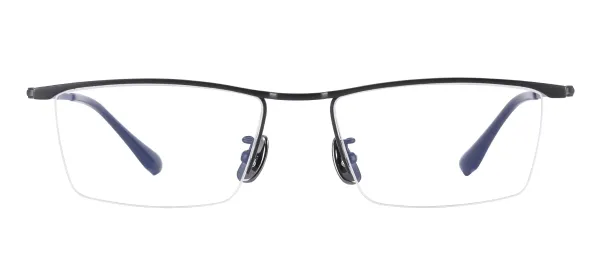 Titanium Browline Eyeglasses - Black