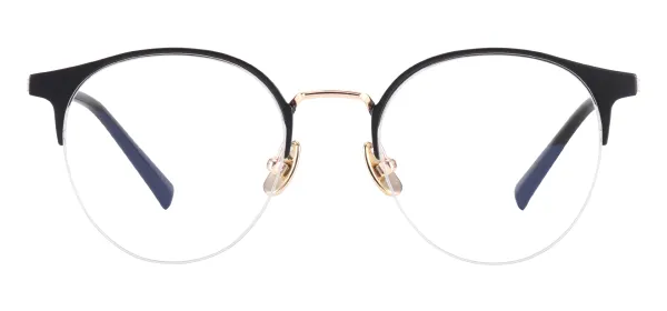 Round Titanium Eyeglasses - Black Gold