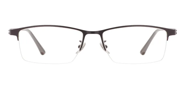 Men Large Rentangular Titanium Glasses - Matte Black