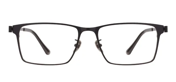 Men Large Rentangular Titanium Glasses - Black