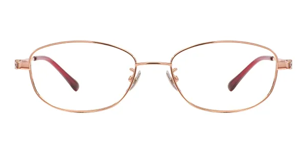 Women Oval Titanium Glasses Frame - Gold