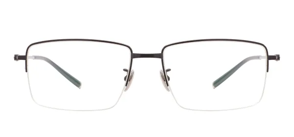 Men Large Rentangular Titanium Glasses - Black