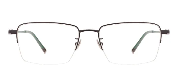 Men Large Rentangular Titanium Glasses - Black