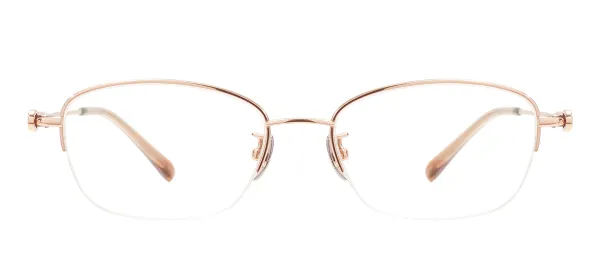Women Oval Titanium Glasses Frame - Gold