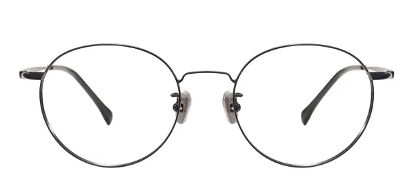 Large Men And Women Colorful Metal Frame And Titanium Temples Round Eyeglasses - Black