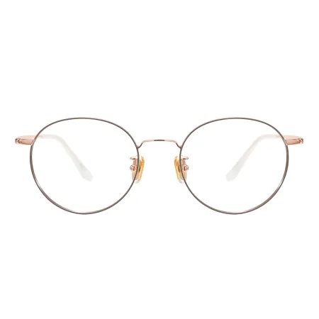 Large Men And Women Colorful Metal Frame And Titanium Temples Round Eyeglasses