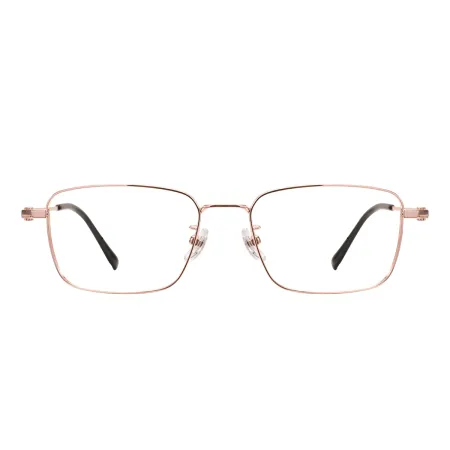 Rectangular Large Metal Frame And Titanium Temples Eyeglasses