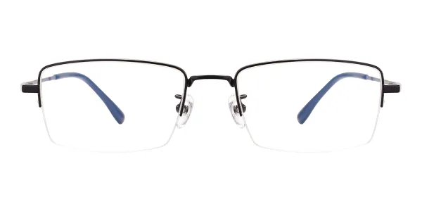 Rectangular Half Rim Eyeglasses - Black